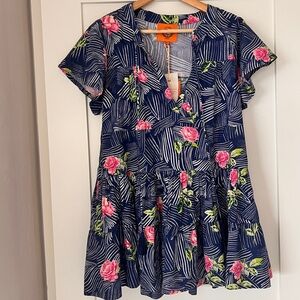 Coniglio Blue and Pink Floral Dress NWT